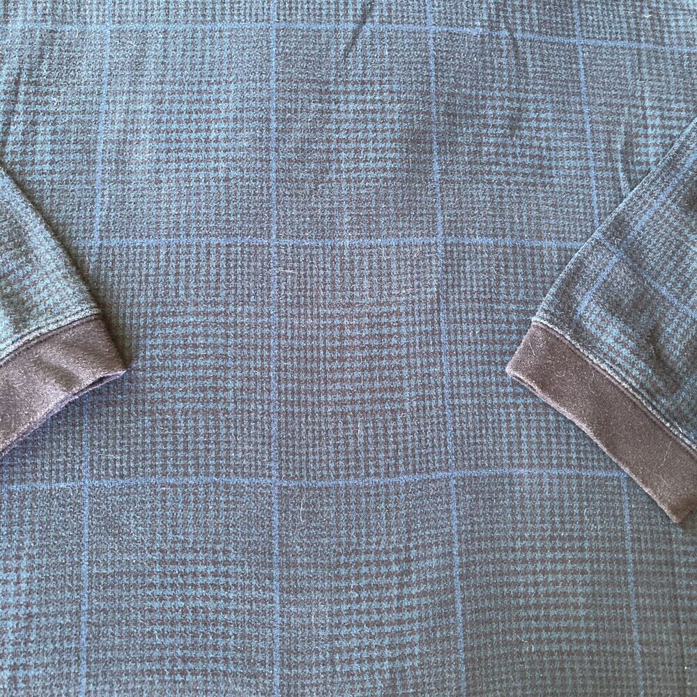 Haggar Shirt Sz XL Long Sleeve Polo Teal Black Collared Casual Autumn Comfy Mens - Picture 2 of 8
